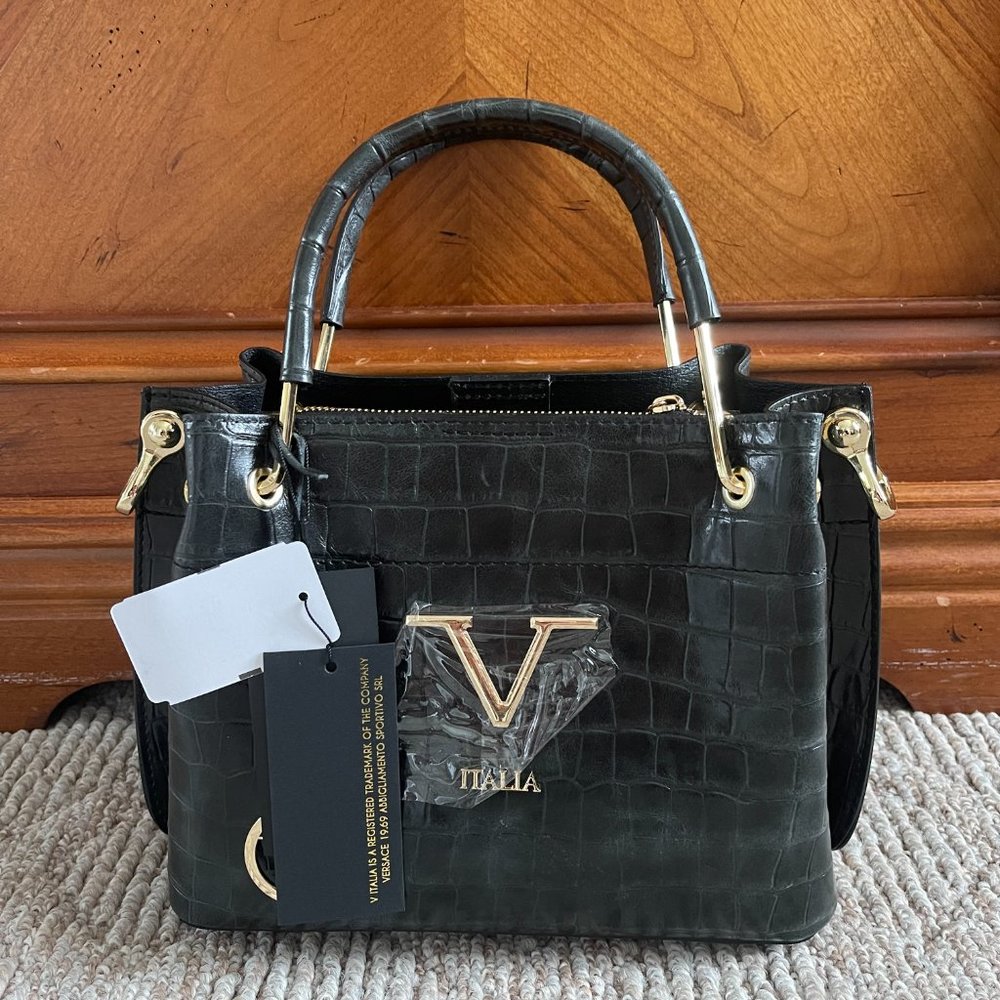 Versace made black leather handbag